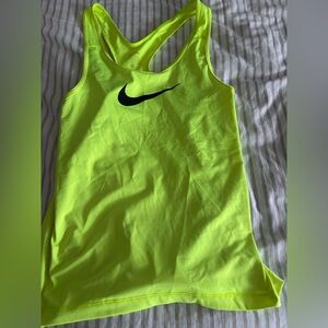 Nike Neon Yellow Racerback Tank with Black Swoosh